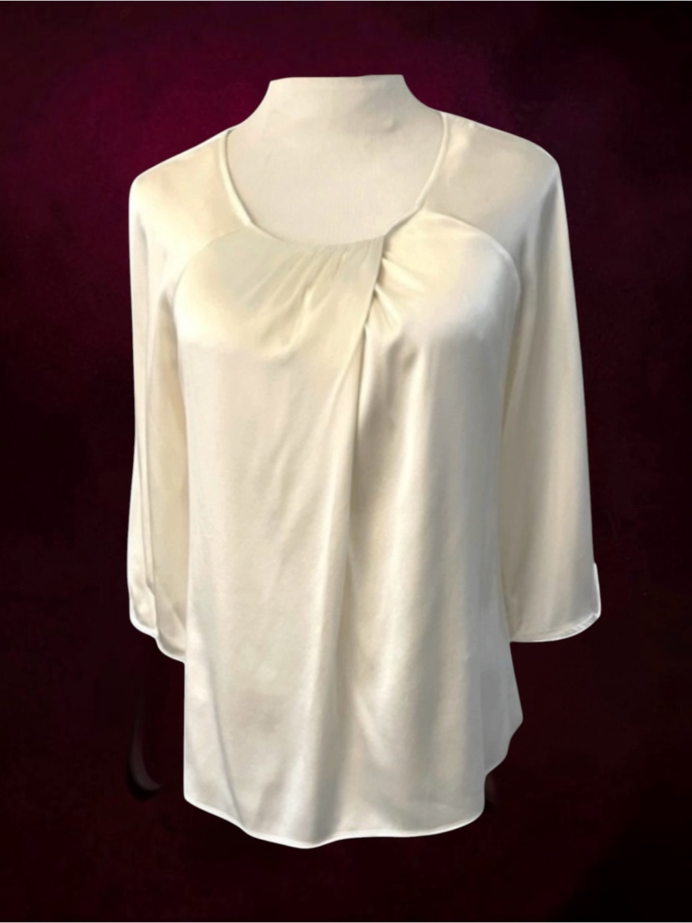 VINCE Silk Classic Ivory Stretch Popover Blouse